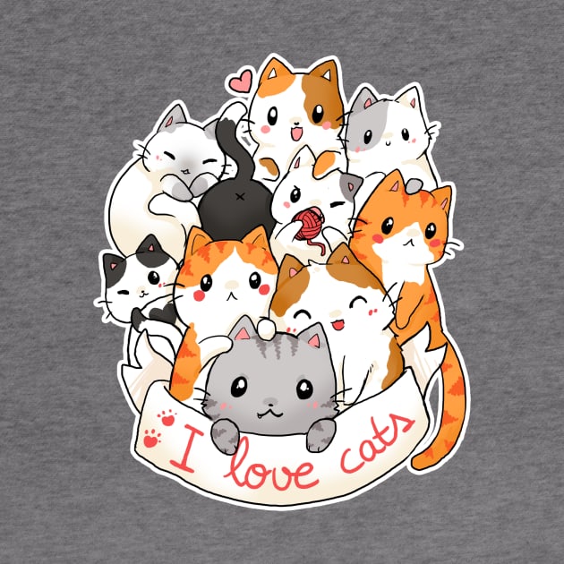 I love cats - cute cat t-shirt by linkitty